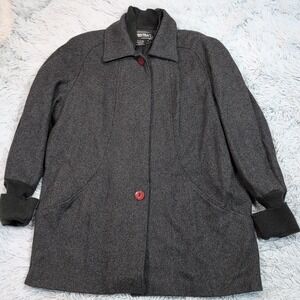 Vintage‎ Portrait Jacket Womens 12 Gray Wool Blend Coat Pockets Button Up Cozy